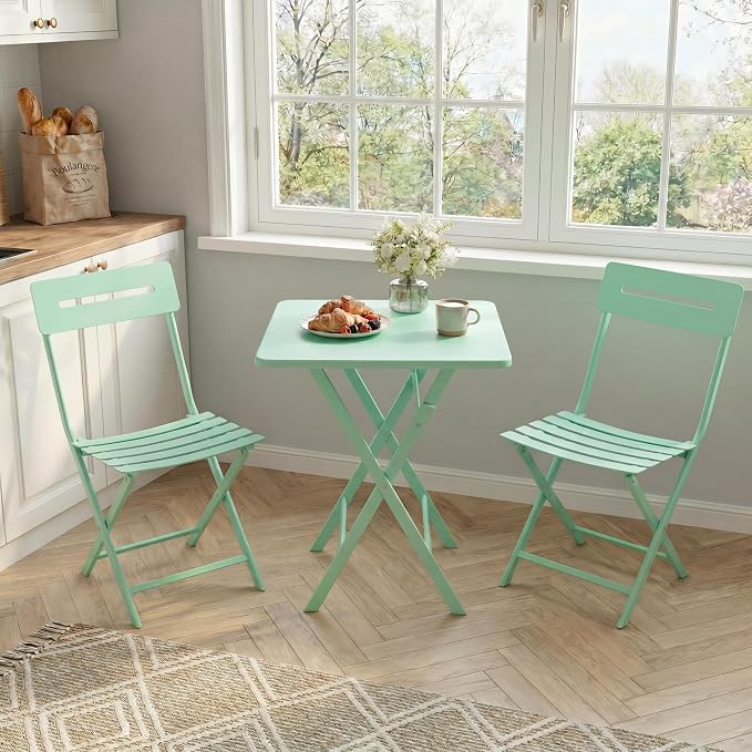 GarveeTech 3-Piece Folding Bistro Set, Heavy Duty Outdoor Patio Furniture - Image 4