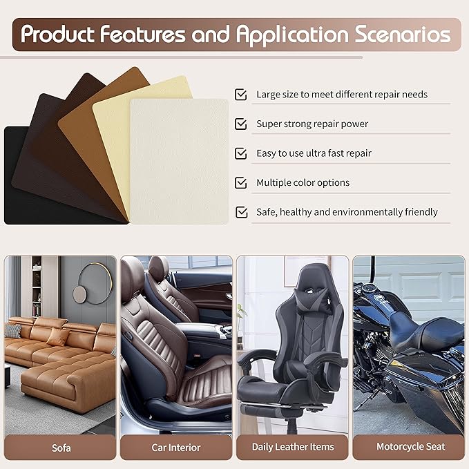 KING MOUNTAIN Leather Repair Patch, 2 Packs 9 x 11 Inches self Adhesive Leather - Image 5
