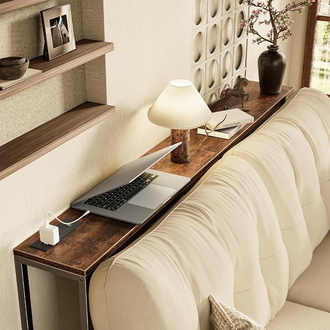 SUPERJARE Console Table with Outlet, 63 Inch Sofa Table with Charging Station - Image 2