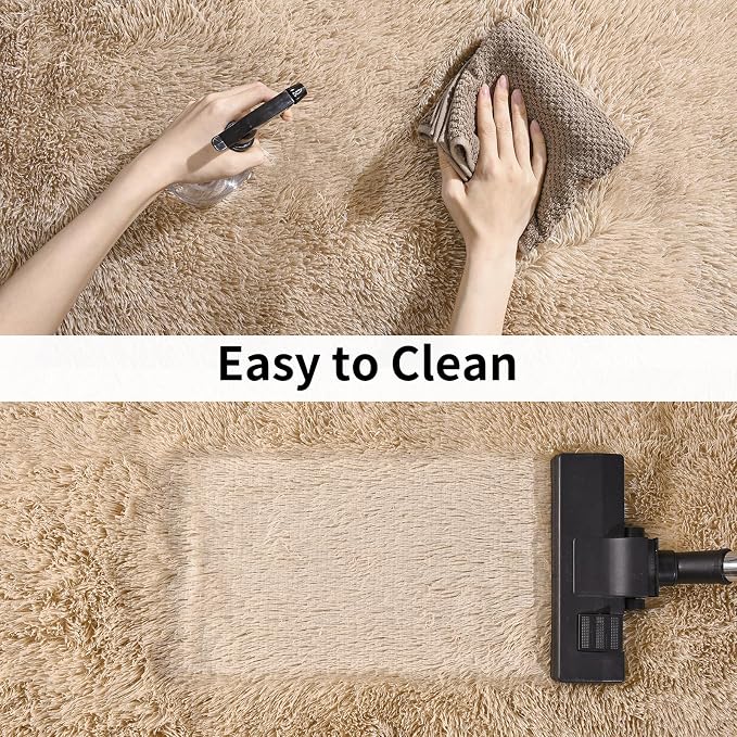 Soft Runner Rugs for Bedroom Hallways, 2x6 Beige Fluffy Shag Throw Area Rug Non - Image 7
