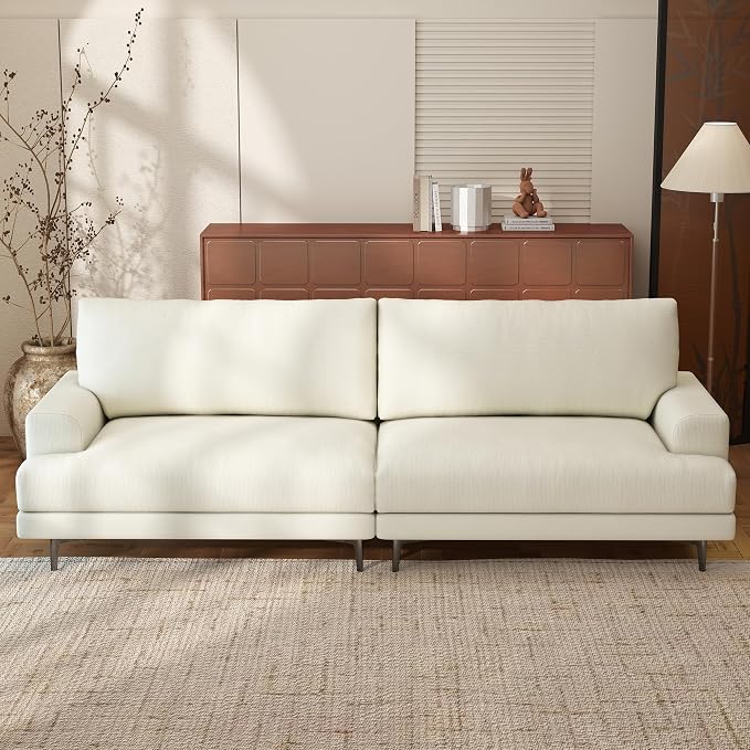 Modern Upholstered Sofa Couch, 86.61” Wide Mid-Century Fabric Sofa - Image 3