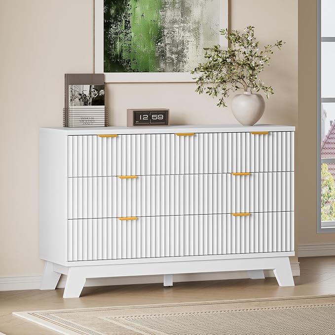 BORNOON Fluted 7 Drawer Dresser, 47.2" Wide Modern Boho Chest of Drawers by BORNOON