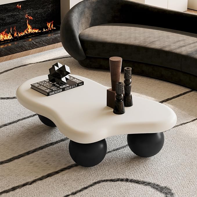 40" Cloud Coffee Table for Living Room Irregular Coffee Table Modern Low Coffee - Image 3