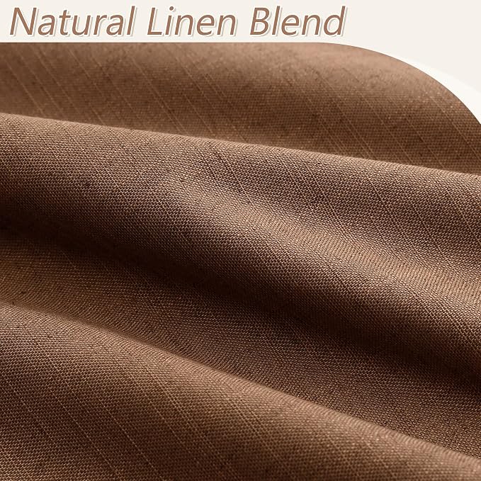 Guken 100% Blackout Linen Curtains 84 Inch Length 2 Panels Set - Image 3