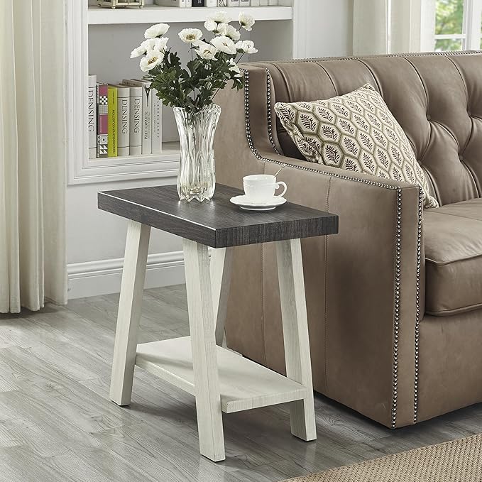 Roundhill Furniture Athens Contemporary Two-Tone Wood Shelf Side Table by RoundhillFurniture
