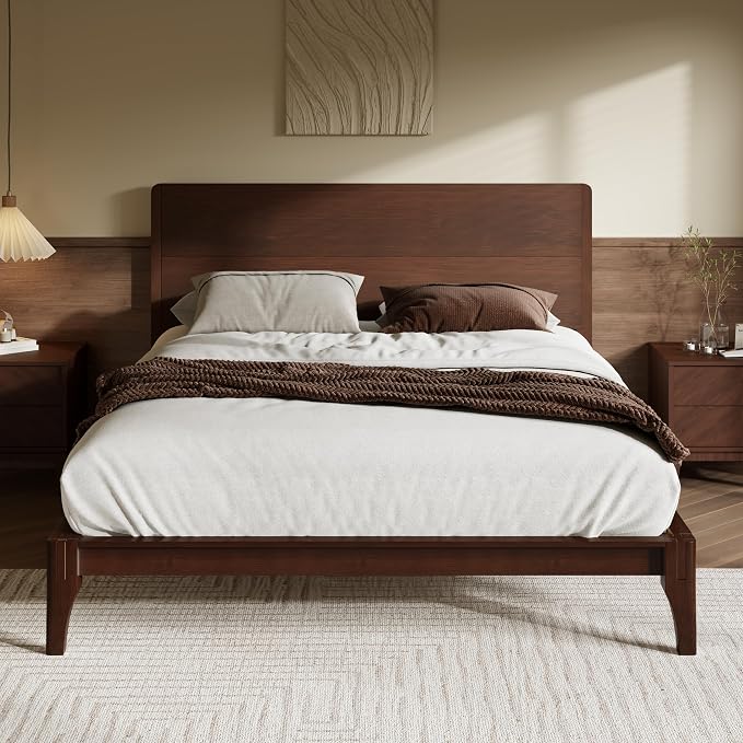 Merax King Size Bamboo Platform Bed, Mid-Century Modern Bed Frame by Merax