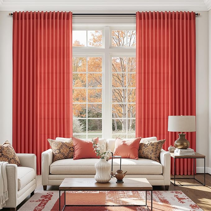 Christmas Red Linen Curtains 108 Inches Long - Image 6