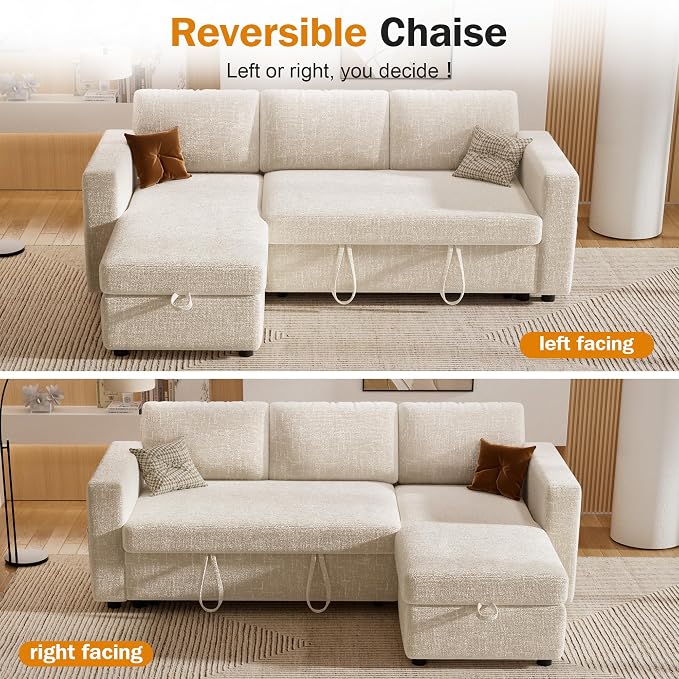 Sunny Heart 82" L Shaped Sectional Sleeper Sofa Bed - Image 5