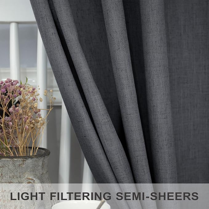 Dark Grey Curtains 84 Inch Length 2 Panels Set - Image 3