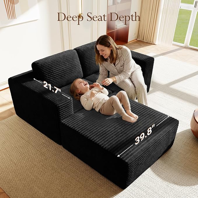 Vesgantti 80" Modular Sectional Sofa, Corduroy Cloud Couch - Image 5