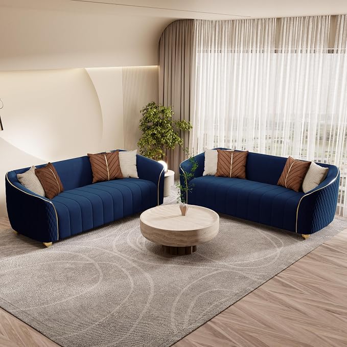 3-Piece Luxury Velvet Sofa Set for Living Room, Elegant Design Couch Set - Image 8