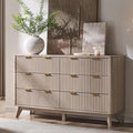 T4TREAM Fluted 6 Drawers Dresser, Curved Profile Design, Dresser TV Stand by T4TREAMFurniture