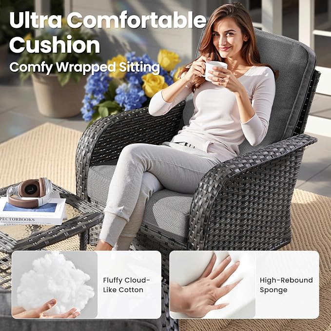 ovios 8-Piece Patio Furniture Set, Outdoor Wicker Sofa - Image 5