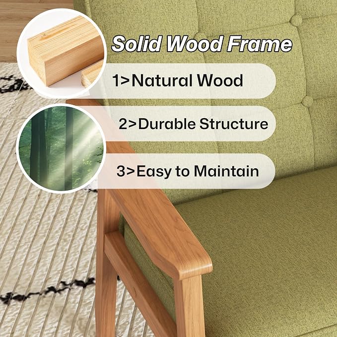 Modern Accent Chair with Arm Rest, Upholstered Linen Fabric Leisure Side Chair - Image 7