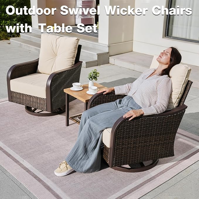 Outdoor Swivel Rocker Chairs, Wicker Swivel Rocking Chairs - Image 7