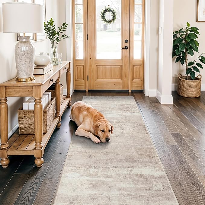 Rug Runner 3x8 for Hallway: Washable Non Slip Kitchen Entryway Carpet Low Plie - Image 2