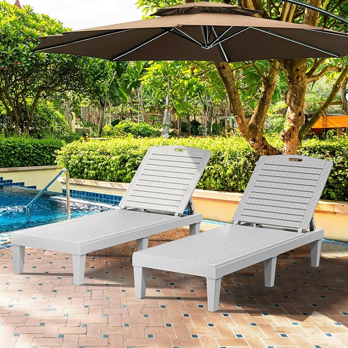 YITAHOME Outdoor Chaise Lounge Chair, Plastic Pool Chaise Lounge - Image 6