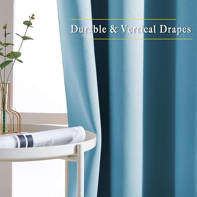NICETOWN Teal Blue Blackout Curtains 84 inch Length 2 Panels, Grommet Thermal - Image 5