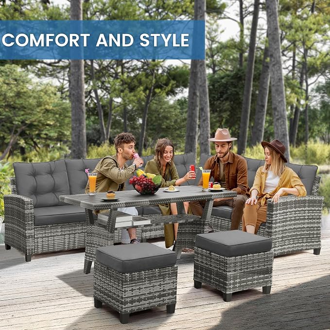KROFEM 6-Piece Patio Furniture Set, Outdoor Sectional Sofa - Image 6