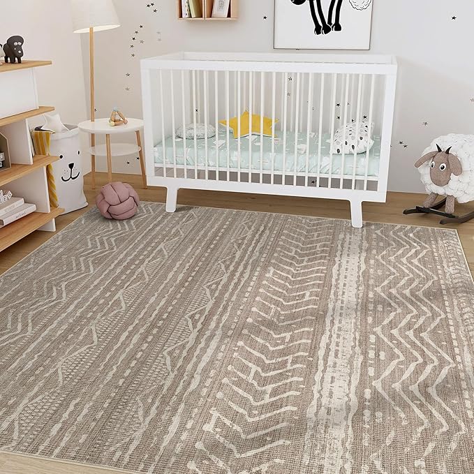 Nakagishi 9x12 Area Rug Living Room: Washable Boho Large Neutral Modern Soft - Image 8