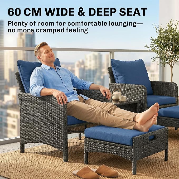 Outsunny 5 Piece Patio Furniture Set, Wicker Balcony Furniture - Image 3