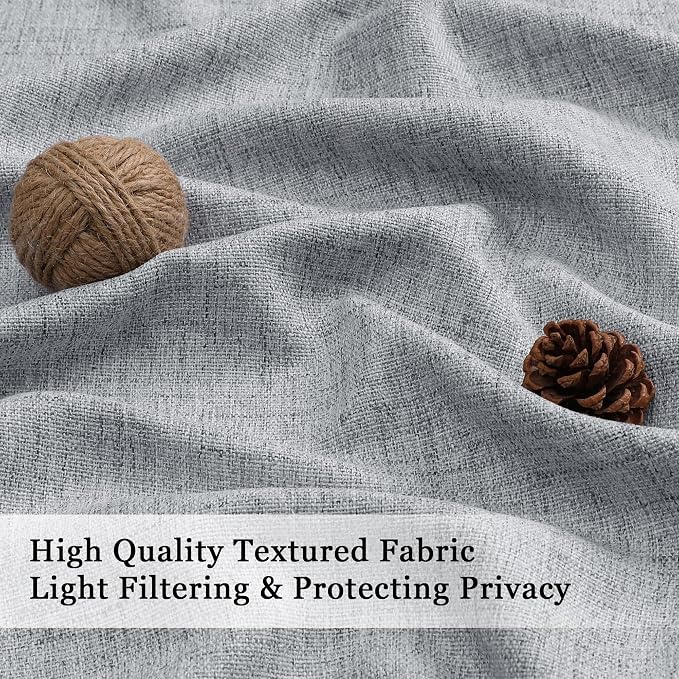OWENIE Grey Valances for Windows 1 Pcs, Light Filtering Textured Farmhouse - Image 2