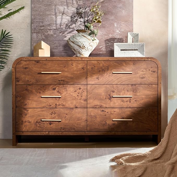 Curved 6-Drawer Dresser for Bedroom, Vanity Desk TV Stand for Living Room - Image 5