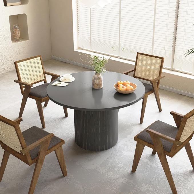 weselon Round Dining Table for 4, Modern Farmhouse Kitchen Table, 47 Inch Small - Image 8