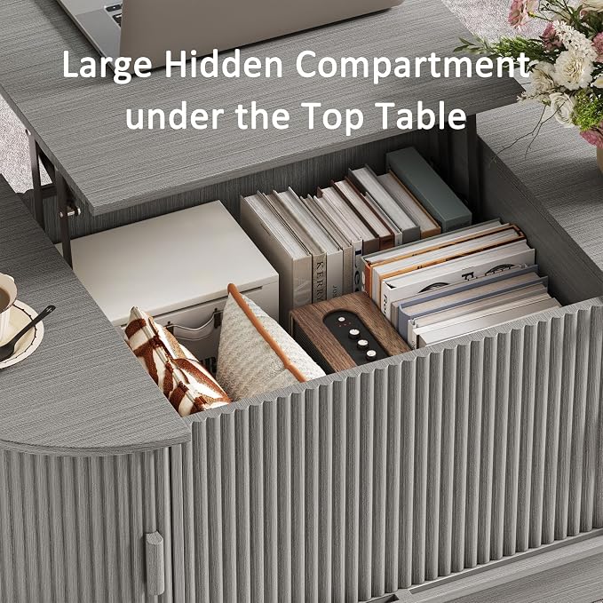 Fluted TV Stand and Coffee Table Set of 2, 86.6'' TV Console - Image 7