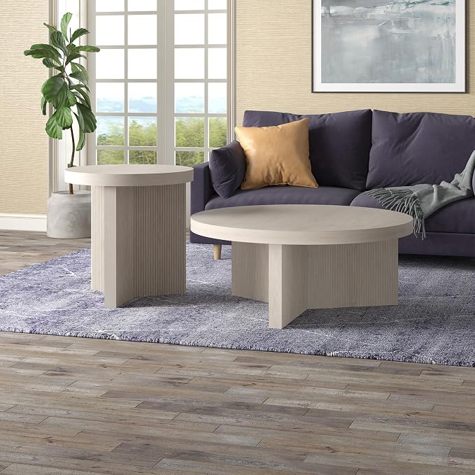 Henn&Hart 22" Fluted Scandinavian Round End Table, Ribbed Side Table, Nightstand - Image 9