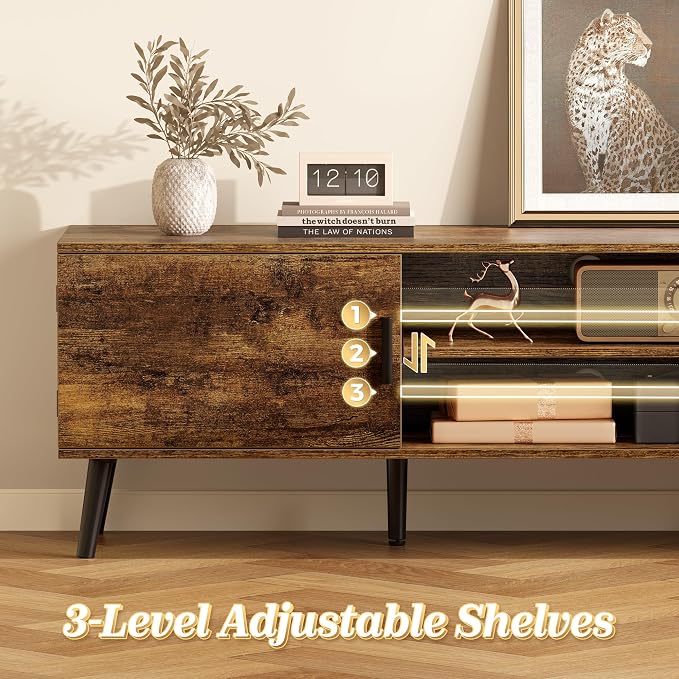 SUPERJARE TV Stand for 55, 65 Inch TV, 63 Inch Entertainment Center - Image 4