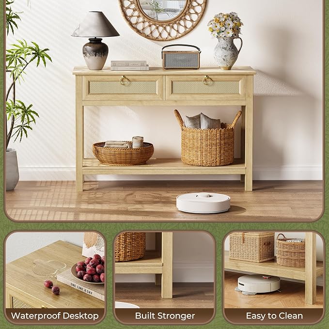 SUPERJARE Rattan Console Sofa Table - Image 7