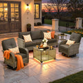 ovios 5 Pieces Patio Furniture Set, Outdoor Wicker Sofa Couch by OVIOS