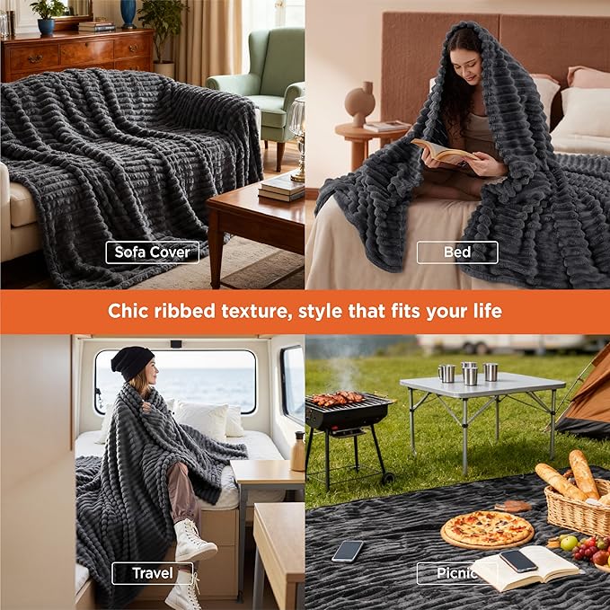 Bedsure GentleSoft Grey Full Blanket - Image 3