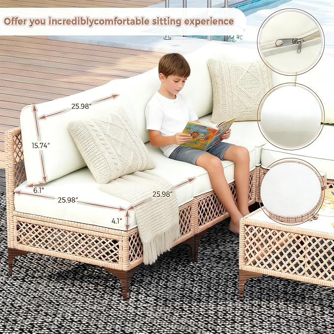 7-Piece Generous Patio Furniture Set, Wicker Outdoor Sectional Set - Image 5