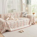 DREAMINGO Abstract Chenille Couch Cover Blanket Beige Orange Black Boho Sofa by DREAMINGO