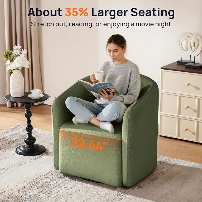 Oversized Boucle Swivel Accent Chair - Image 6