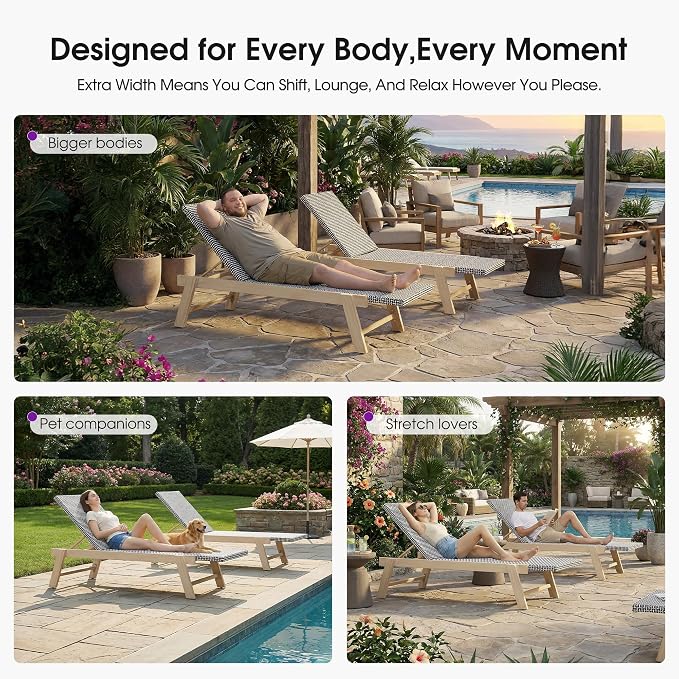 PURPLE LEAF Extra Large Patio Chaise Lounge 2 Pieces French Outdoor Wicker - Image 4