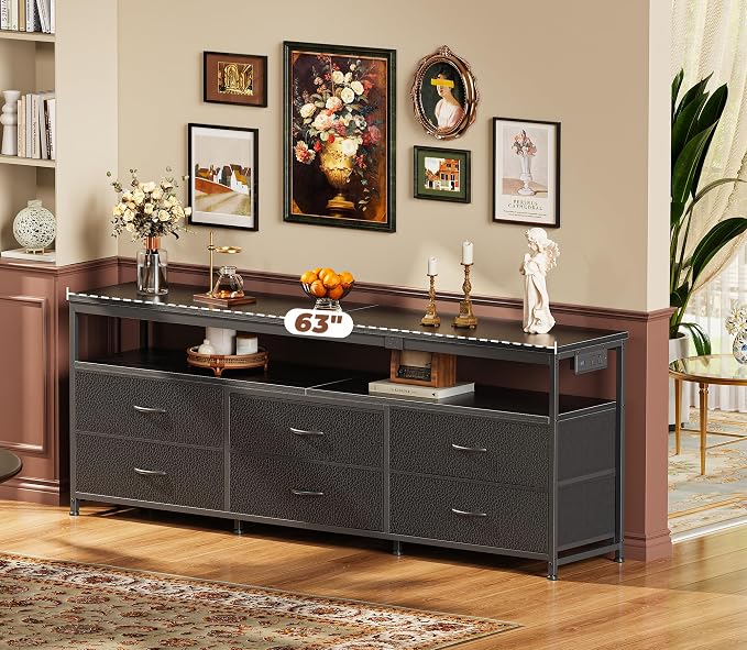 Huuger 63 Inch TV Stand for 55, 70 Inch TV, Long Dresser TV Stand for Bedroom - Image 8