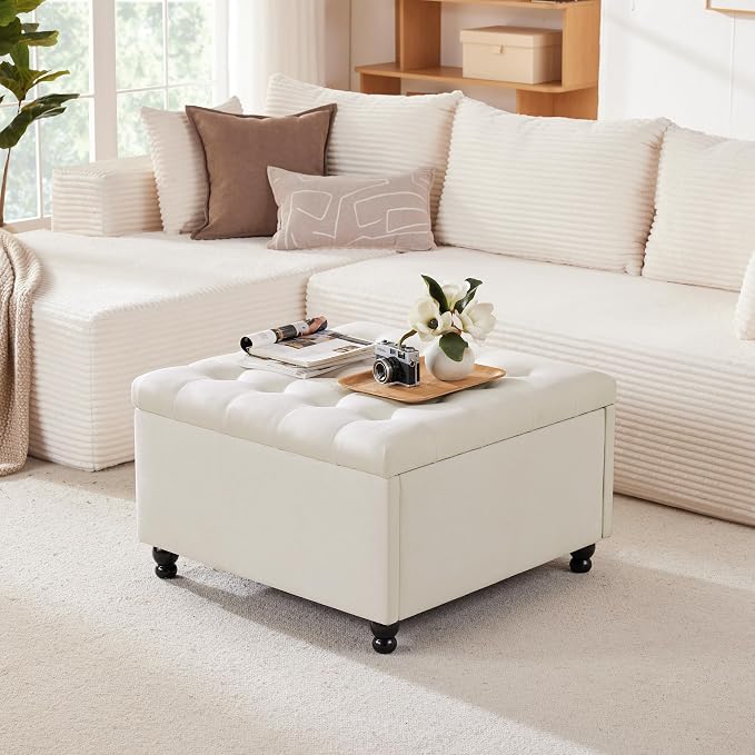 Weture 30 Inch Large Square Storage Ottoman Coffee Table, Oversized Square - Image 7