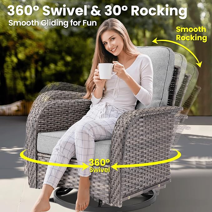 ovios 9 Pieces Patio Furniture Set, Outdoor Wicker Sofa Couch - Image 2