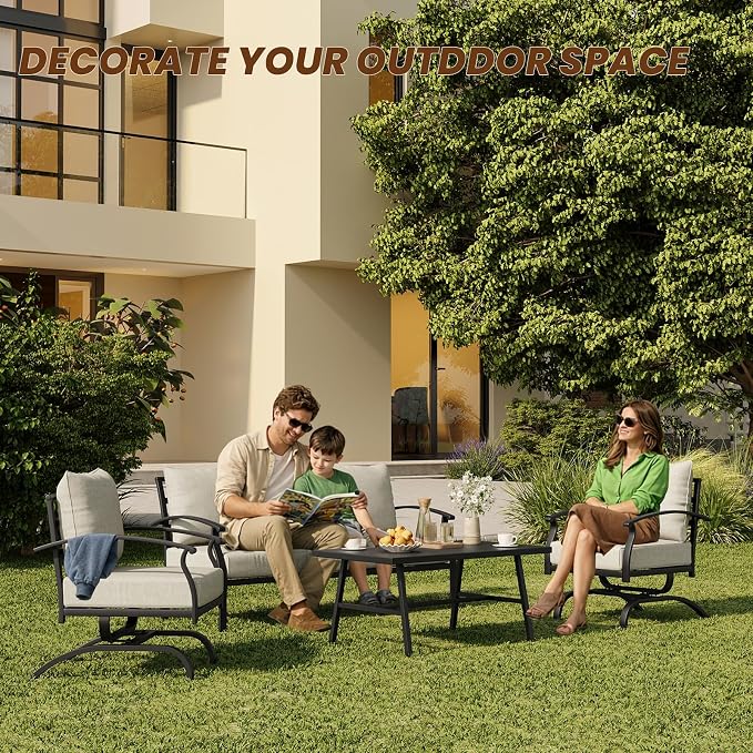 ALAULM 4 Piece Patio Furniture Set, Outdoor Metal Patio Furniture - Image 7