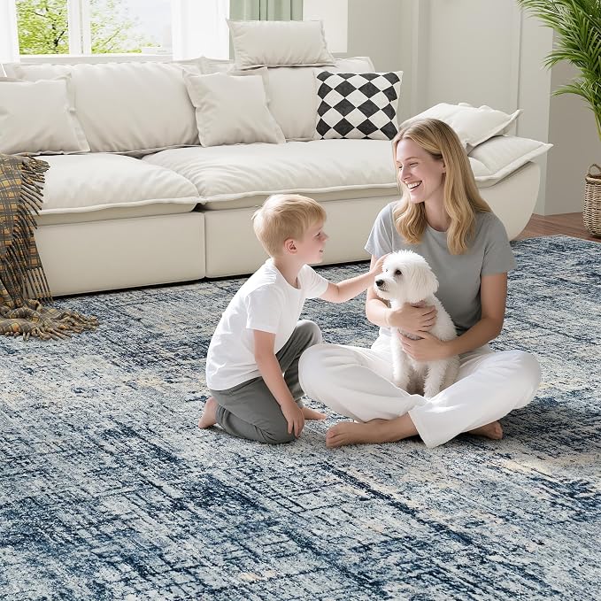 9x12 Area Rugs for Living Room Washable Rug: Anti-Skid Abstract Modern Living - Image 6