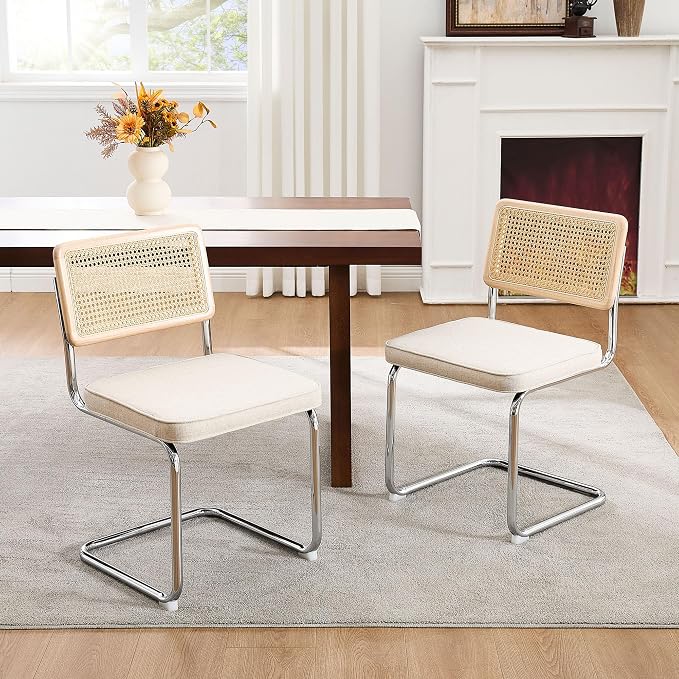 Zesthouse Natural Rattan Dining Chairs Set of 2, Mid Century Modern Dining by Zesthouse