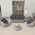TWT Aluminum Patio Furniture Set Three Seater Sofa Outdoor Furniture Set by TWT