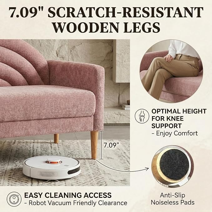 63" Small Loveseat Sofa for Small Spaces, Mid Century Modern Sofa, Linen - Image 7