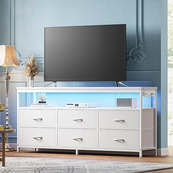 Huuger LED TV Stand for Bedroom, 55 Inch Fabric Dresser by Huuger