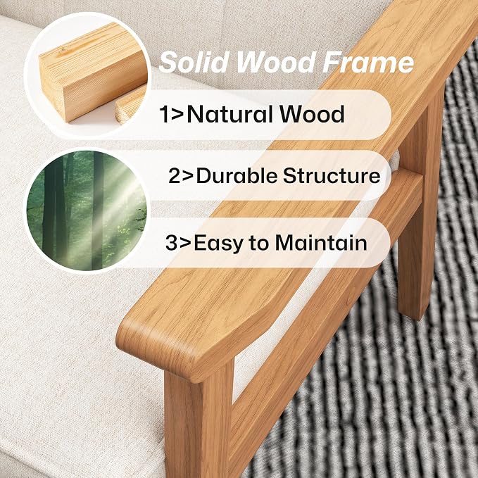 Modern Accent Chair with Arm Rest, Upholstered Linen Fabric Leisure Chair with - Image 7