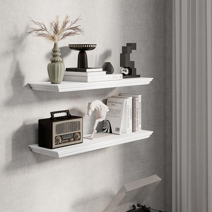 Fun Memories Floating Shelves 32 Inch Long, 9.3 Inch Deep Classic Crown Molding - Image 5