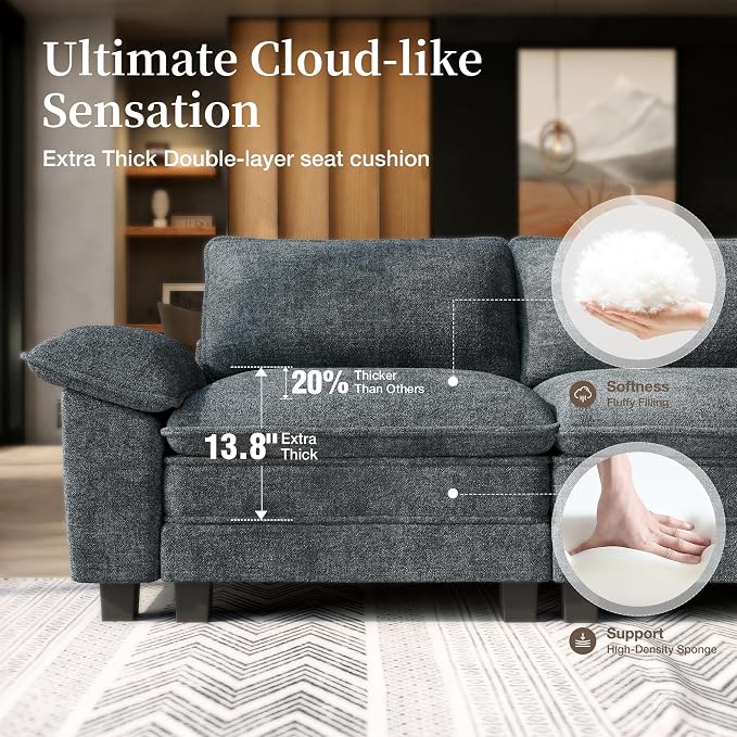 SUNSHINE VALLEY 3 Piece Living Room Furniture Sofa Set, Chenille Modular 2 - Image 3